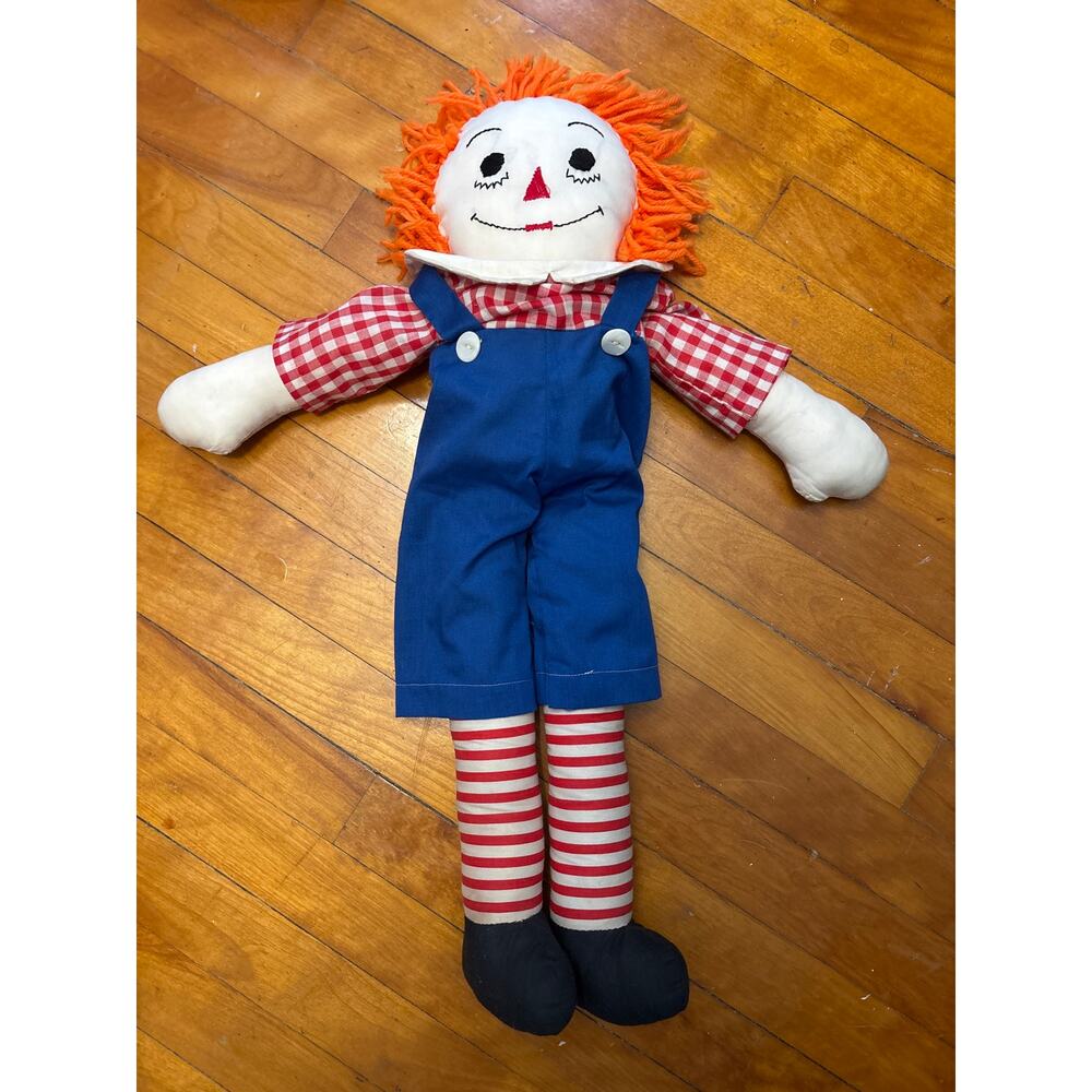 Vintage Raggedy Andy Doll 24" Orange Yarn Hair w/ embroidered facial features
